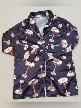 Silk Espresso Martini Button-Up Pajama Top & Pants Set
